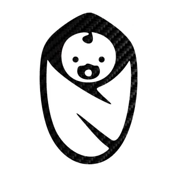 Samolepicí dekorace na vozidlo Dítě v autě 034 levá miminko v zavinovačce (50 - 3D karbon černý) SAMOLEPKA NA AUTO, NÁLEPKA, FÓLIE, POLEP, TUNING, VLASTNÍ TEXT, TISK, AUTOSAMOLEPKY.cz, POLEPY, OBRÁZEK, LOGO, 3D STICKERS