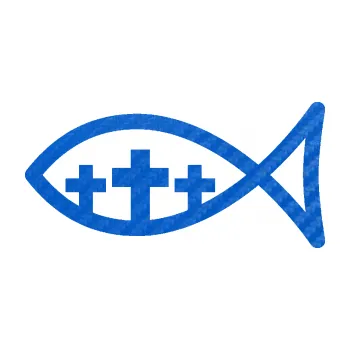 samolepka Jesus rybička 005 tři kříže křesťanský symbol (57 - 3D karbon modrý) SAMOLEPKA NA AUTO, NÁLEPKA, FÓLIE, POLEP, TUNING, VLASTNÍ TEXT, TISK, AUTOSAMOLEPKY.cz, POLEPY, OBRÁZEK, LOGO, 3D STICKERS