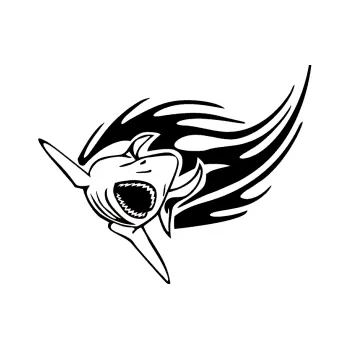 Samolepicí dekorace na vozidlo Animal flames 046 levá žralok (01 - černá) SAMOLEPKA NA AUTO, NÁLEPKA, FÓLIE, POLEP, TUNING, VLASTNÍ TEXT, TISK, AUTOSAMOLEPKY.cz, POLEPY, OBRÁZEK, LOGO, 3D STICKERS