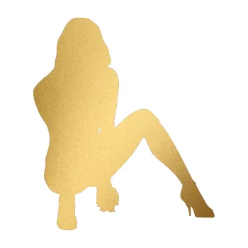 Polep vozidla Erotická žena 037 pravá (43 - zlatá metalíza) SAMOLEPKA NA AUTO, NÁLEPKA, FÓLIE, POLEP, TUNING, VLASTNÍ TEXT, TISK, AUTOSAMOLEPKY.cz, POLEPY, OBRÁZEK, LOGO, 3D STICKERS