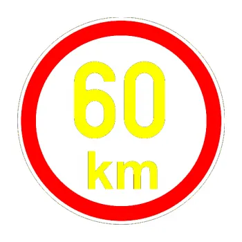 samolepka Maximální rychlost 60km - nejvyšší konstrukční rychlost (05 - žlutá citron) SAMOLEPKA NA AUTO, NÁLEPKA, FÓLIE, POLEP, TUNING, VLASTNÍ TEXT, TISK, AUTOSAMOLEPKY.cz, POLEPY, OBRÁZEK, LOGO, 3D STICKERS