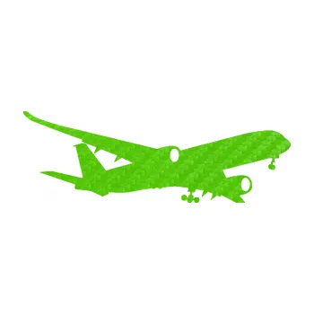 Polep vozidla SAMOLEPKA NA AUTO Letadlo 017 pravá Airbus A 350 (58 - 3D karbon zelený kawasaki) NÁLEPKA, FÓLIE, POLEP, TUNING, VLASTNÍ TEXT, TISK, AUTOSAMOLEPKY.cz, POLEPY, OBRÁZEK, LOGO, SAMOLEPKY