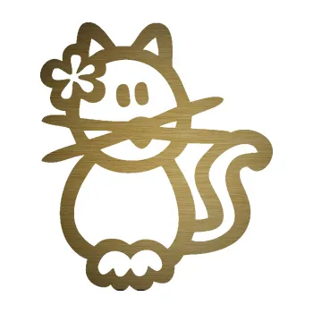 samolepka Cartoon family kočička Hawaii (64 - škrábaný kov zlatý) SAMOLEPKA NA AUTO, NÁLEPKA, FÓLIE, POLEP, TUNING, VLASTNÍ TEXT, TISK, AUTOSAMOLEPKY.cz, POLEPY, OBRÁZEK, LOGO, 3D STICKERS