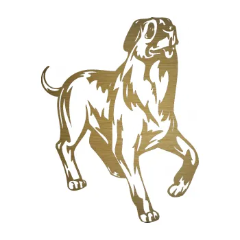 samolepka Pes 047 pravá (64 - škrábaný kov zlatý) SAMOLEPKA NA AUTO, NÁLEPKA, FÓLIE, POLEP, TUNING, VLASTNÍ TEXT, TISK, AUTOSAMOLEPKY.cz, POLEPY, OBRÁZEK, LOGO, 3D STICKERS