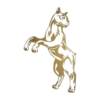 Polep vozidla SAMOLEPKA Pes 018 levá (64 - škrábaný kov zlatý) NA AUTO, NÁLEPKA, FÓLIE, POLEP, TUNING, VLASTNÍ TEXT, TISK, AUTOSAMOLEPKY.cz, POLEPY, OBRÁZEK, LOGO, SAMOLEPKY