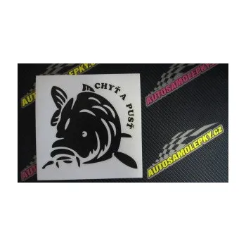 Polep vozidla SAMOLEPKA Kapr 004 chyť a pusť levá (10 - červená) NA AUTO, NÁLEPKA, FÓLIE, POLEP, TUNING, VLASTNÍ TEXT, TISK, AUTOSAMOLEPKY.cz, POLEPY, OBRÁZEK, LOGO, SAMOLEPKY