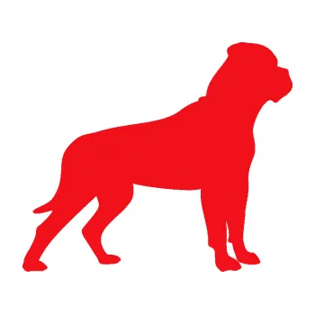 Polep vozidla SAMOLEPKA Pes 150 pravá bullmastif (10 - červená) NA AUTO, NÁLEPKA, FÓLIE, POLEP, TUNING, VLASTNÍ TEXT, TISK, AUTOSAMOLEPKY.cz, POLEPY, OBRÁZEK, LOGO, SAMOLEPKY