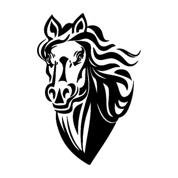 Samolepící dekorace SAMOLEPKA Kůň 068 levá hlava s hřívou (01 - černá) NA AUTO, NÁLEPKA, FÓLIE, POLEP, TUNING, VLASTNÍ TEXT, TISK, AUTOSAMOLEPKY.cz, POLEPY, OBRÁZEK, LOGO, SAMOLEPKY