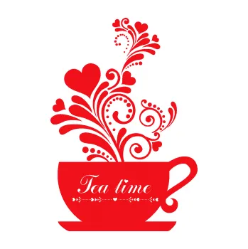 Samolepící dekorace SAMOLEPKA Interiér 017 čas na čaj, hrníček s kytičkami (10 - červená) NA AUTO, NÁLEPKA, FÓLIE, POLEP, TUNING, VLASTNÍ TEXT, TISK, AUTOSAMOLEPKY.cz, POLEPY, OBRÁZEK, LOGO, SAMOLEPKY