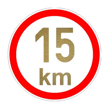 samolepka Samolepka na auto Maximální rychlost 15km - nejvyšší konstrukční rychlost (64 - škrábaný kov zlatý) NÁLEPKA, FÓLIE, POLEPY, TUNING, VLASTNÍ TEXT, TISK, AUTOSAMOLEPKY.cz, SAMOLEPKY, OBRÁZEK, LOGO, VÝROBA, PRODEJ