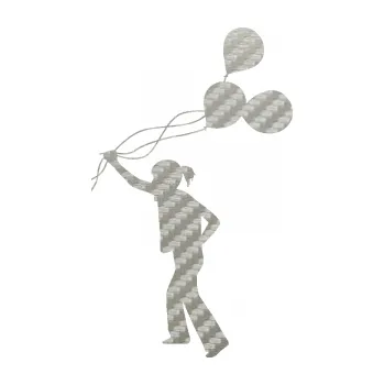 samolepka Děti silueta 006 levá holka s balónky (52 - 3D karbon stříbrný) SAMOLEPKA NA AUTO, NÁLEPKA, FÓLIE, POLEP, TUNING, VLASTNÍ TEXT, TISK, AUTOSAMOLEPKY.cz, POLEPY, OBRÁZEK, LOGO, 3D STICKERS