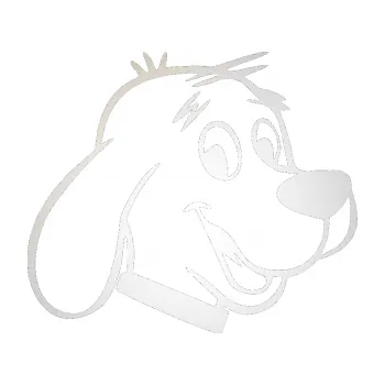 Polep vozidla SAMOLEPKA Pes 051 pravá (82 - odrazková reflexní bílá) NA AUTO, NÁLEPKA, FÓLIE, POLEP, TUNING, VLASTNÍ TEXT, TISK, AUTOSAMOLEPKY.cz, POLEPY, OBRÁZEK, LOGO, SAMOLEPKY