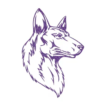 Polep vozidla SAMOLEPKA Pes 019 pravá (87 - Ultra Metalic fialová) NA AUTO, NÁLEPKA, FÓLIE, POLEP, TUNING, VLASTNÍ TEXT, TISK, AUTOSAMOLEPKY.cz, POLEPY, OBRÁZEK, LOGO, SAMOLEPKY