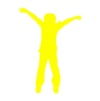 samolepka Děti silueta 008 levá kluk skáče (05 - žlutá citron) SAMOLEPKA NA AUTO, NÁLEPKA, FÓLIE, POLEP, TUNING, VLASTNÍ TEXT, TISK, AUTOSAMOLEPKY.cz, POLEPY, OBRÁZEK, LOGO, 3D STICKERS