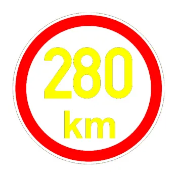 samolepka Maximální rychlost 280km - nejvyšší konstrukční rychlost (05 - žlutá citron) SAMOLEPKA NA AUTO, NÁLEPKA, FÓLIE, POLEP, TUNING, VLASTNÍ TEXT, TISK, AUTOSAMOLEPKY.cz, POLEPY, OBRÁZEK, LOGO, 3D STICKERS
