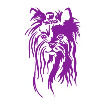 Polep vozidla SAMOLEPKA Pes 146 levá Jorkšírský teriér (14 - fialová) NA AUTO, NÁLEPKA, FÓLIE, POLEP, TUNING, VLASTNÍ TEXT, TISK, AUTOSAMOLEPKY.cz, POLEPY, OBRÁZEK, LOGO, SAMOLEPKY
