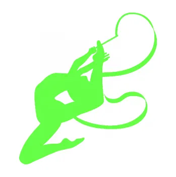 Samolepicí dekorace na vozidlo Moderní gymnastika 001 levá gymnastka se stuhou (71 - Fluorescentní zelená) SAMOLEPKA NA AUTO, NÁLEPKA, FÓLIE, POLEP, TUNING, VLASTNÍ TEXT, TISK, AUTOSAMOLEPKY.cz, POLEPY, OBRÁZEK, LOGO, 3D STICKERS