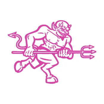 Samolepící dekorace Čert 002 pravá s vidlemi (16 - růžová) SAMOLEPKA NA AUTO, NÁLEPKA, FÓLIE, POLEP, TUNING, VLASTNÍ TEXT, TISK, AUTOSAMOLEPKY.cz, POLEPY, OBRÁZEK, LOGO, 3D STICKERS