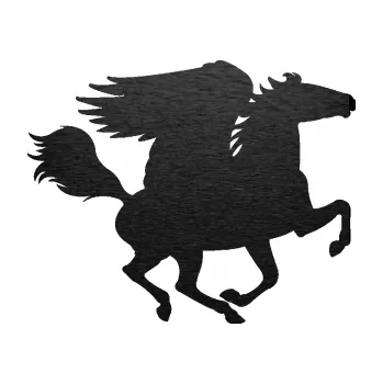 Samolepící dekorace SAMOLEPKA Pegas 001 pravá okřídlený kůň (63 - škrábaný kov černý) NA AUTO, NÁLEPKA, FÓLIE, POLEP, TUNING, VLASTNÍ TEXT, TISK, AUTOSAMOLEPKY.cz, POLEPY, OBRÁZEK, LOGO, SAMOLEPKY