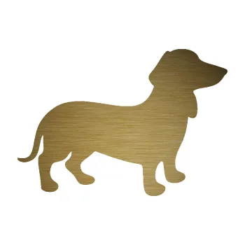 Polep vozidla SAMOLEPKA Pes 112 pravá Jezevčík (64 - škrábaný kov zlatý) NA AUTO, NÁLEPKA, FÓLIE, POLEP, TUNING, VLASTNÍ TEXT, TISK, AUTOSAMOLEPKY.cz, POLEPY, OBRÁZEK, LOGO, SAMOLEPKY