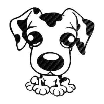 Polep vozidla SAMOLEPKA Pes 055 pravá malý dalmatin (50 - 3D karbon černý) NA AUTO, NÁLEPKA, FÓLIE, POLEP, TUNING, VLASTNÍ TEXT, TISK, AUTOSAMOLEPKY.cz, POLEPY, OBRÁZEK, LOGO, SAMOLEPKY