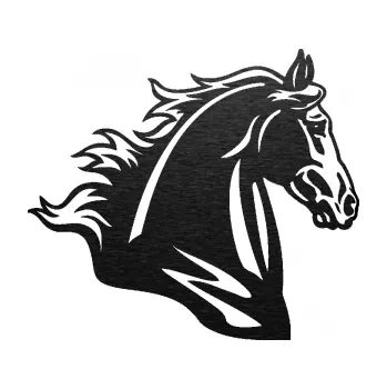 Samolepící dekorace SAMOLEPKA Kůň 058 pravá hlava s hřívou (63 - škrábaný kov černý) NA AUTO, NÁLEPKA, FÓLIE, POLEP, TUNING, VLASTNÍ TEXT, TISK, AUTOSAMOLEPKY.cz, POLEPY, OBRÁZEK, LOGO, SAMOLEPKY