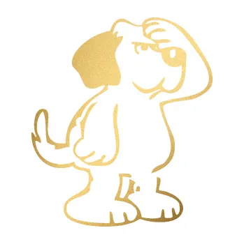 Polep vozidla SAMOLEPKA Pes 082 pravá (43 - zlatá metalíza) NA AUTO, NÁLEPKA, FÓLIE, POLEP, TUNING, VLASTNÍ TEXT, TISK, AUTOSAMOLEPKY.cz, POLEPY, OBRÁZEK, LOGO, SAMOLEPKY