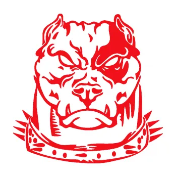 Polep vozidla SAMOLEPKA Pitbull hlava 005 levá (10 - červená) NA AUTO, NÁLEPKA, FÓLIE, POLEP, TUNING, VLASTNÍ TEXT, TISK, AUTOSAMOLEPKY.cz, POLEPY, OBRÁZEK, LOGO, SAMOLEPKY