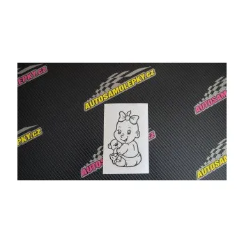 Samolepicí dekorace na vozidlo Dítě v autě 018 levá holčička s medvídkem (12 - zelená) SAMOLEPKA NA AUTO, NÁLEPKA, FÓLIE, POLEP, TUNING, VLASTNÍ TEXT, TISK, AUTOSAMOLEPKY.cz, POLEPY, OBRÁZEK, LOGO, 3D STICKERS