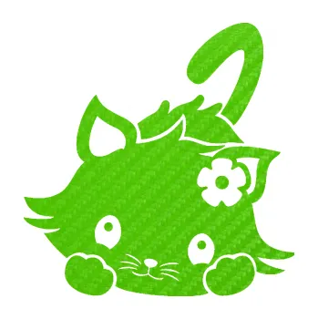 Samolepící dekorace SAMOLEPKA Kočka 012 levá (58 - 3D karbon zelený kawasaki) NA AUTO, NÁLEPKA, FÓLIE, POLEP, TUNING, VLASTNÍ TEXT, TISK, AUTOSAMOLEPKY.cz, POLEPY, OBRÁZEK, LOGO, SAMOLEPKY