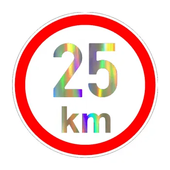 samolepka Maximální rychlost 25km - nejvyšší konstrukční rychlost (93 - Holografická) SAMOLEPKA NA AUTO, NÁLEPKA, FÓLIE, POLEP, TUNING, VLASTNÍ TEXT, TISK, AUTOSAMOLEPKY.cz, POLEPY, OBRÁZEK, LOGO, 3D STICKERS
