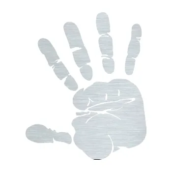 Samolepící dekorace SAMOLEPKA Otisk ruky levá (61 - škrábaný hliník) NA AUTO, NÁLEPKA, FÓLIE, POLEP, TUNING, VLASTNÍ TEXT, TISK, AUTOSAMOLEPKY.cz, POLEPY, OBRÁZEK, LOGO, SAMOLEPKY