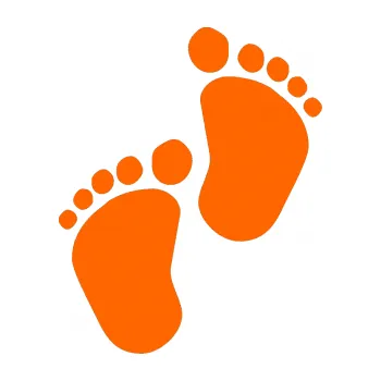 Samolepicí dekorace na vozidlo Dítě v autě 027 pravá nožičky otisky (73 - Fluorescentní oranžová) SAMOLEPKA NA AUTO, NÁLEPKA, FÓLIE, POLEP, TUNING, VLASTNÍ TEXT, TISK, AUTOSAMOLEPKY.cz, POLEPY, OBRÁZEK, LOGO, 3D STICKERS