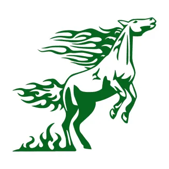 Samolepicí dekorace na vozidlo Animal flames 001 pravá kůň (20 - tmavě zelená) SAMOLEPKA NA AUTO, NÁLEPKA, FÓLIE, POLEP, TUNING, VLASTNÍ TEXT, TISK, AUTOSAMOLEPKY.cz, POLEPY, OBRÁZEK, LOGO, 3D STICKERS