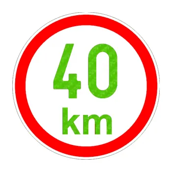 samolepka Maximální rychlost 40km - nejvyšší konstrukční rychlost (58 - 3D karbon zelený kawasaki) SAMOLEPKA NA AUTO, NÁLEPKA, FÓLIE, POLEP, TUNING, VLASTNÍ TEXT, TISK, AUTOSAMOLEPKY.cz, POLEPY, OBRÁZEK, LOGO, 3D STICKERS