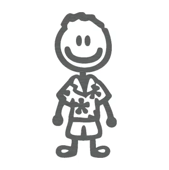 samolepka Cartoon family kluk Hawaii (62 - škrábaný titan) SAMOLEPKA NA AUTO, NÁLEPKA, FÓLIE, POLEP, TUNING, VLASTNÍ TEXT, TISK, AUTOSAMOLEPKY.cz, POLEPY, OBRÁZEK, LOGO, 3D STICKERS