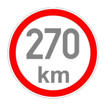 samolepka Maximální rychlost 270km - nejvyšší konstrukční rychlost (17 - šedá) SAMOLEPKA NA AUTO, NÁLEPKA, FÓLIE, POLEP, TUNING, VLASTNÍ TEXT, TISK, AUTOSAMOLEPKY.cz, POLEPY, OBRÁZEK, LOGO, 3D STICKERS