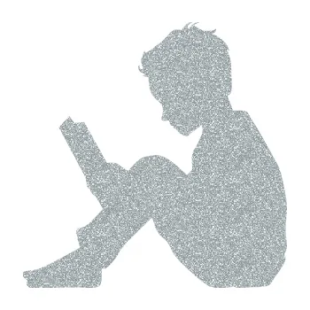 samolepka Děti silueta 002 levá chlapec s knížkou (91 - Ultra Metalic stříbrná metalíza) SAMOLEPKA NA AUTO, NÁLEPKA, FÓLIE, POLEP, TUNING, VLASTNÍ TEXT, TISK, AUTOSAMOLEPKY.cz, POLEPY, OBRÁZEK, LOGO, 3D STICKERS
