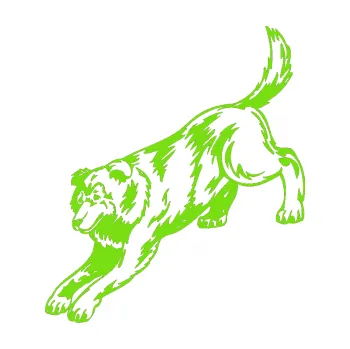 samolepka Pes 044 levá (04 - zelená kawasaki) SAMOLEPKA NA AUTO, NÁLEPKA, FÓLIE, POLEP, TUNING, VLASTNÍ TEXT, TISK, AUTOSAMOLEPKY.cz, POLEPY, OBRÁZEK, LOGO, 3D STICKERS