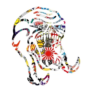 Samolepicí dekorace na vozidlo Plešoun pravá (83 - Sticker bomb) SAMOLEPKA NA AUTO, NÁLEPKA, FÓLIE, POLEP, TUNING, VLASTNÍ TEXT, TISK, AUTOSAMOLEPKY.cz, POLEPY, OBRÁZEK, LOGO, 3D STICKERS