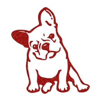 samolepka Pes 061 levá Francouzský buldoček (86 - Ultra Metalic červená) SAMOLEPKA NA AUTO, NÁLEPKA, FÓLIE, POLEP, TUNING, VLASTNÍ TEXT, TISK, AUTOSAMOLEPKY.cz, POLEPY, OBRÁZEK, LOGO, 3D STICKERS