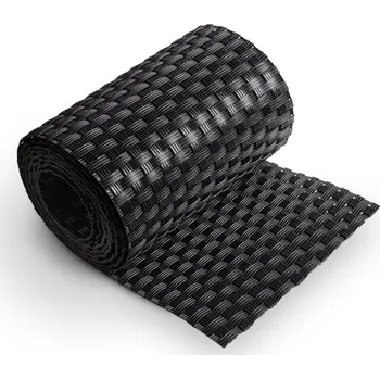 zahradní zástěna Černý plastový ratanový stínicí pás "umělý ratan" - délka 255 cm, výška 19 cm