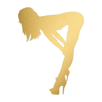 Polep vozidla Erotická žena 050 levá (43 - zlatá metalíza) SAMOLEPKA NA AUTO, NÁLEPKA, FÓLIE, POLEP, TUNING, VLASTNÍ TEXT, TISK, AUTOSAMOLEPKY.cz, POLEPY, OBRÁZEK, LOGO, 3D STICKERS