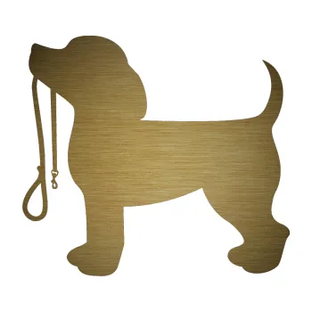 Polep vozidla SAMOLEPKA Pes 063 levá štěnátko s vodítkem (64 - škrábaný kov zlatý) NA AUTO, NÁLEPKA, FÓLIE, POLEP, TUNING, VLASTNÍ TEXT, TISK, AUTOSAMOLEPKY.cz, POLEPY, OBRÁZEK, LOGO, SAMOLEPKY