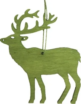 Vánoční ozdoba Anděl Přerov Dřevěný jelen závěsný 10 cm zelený