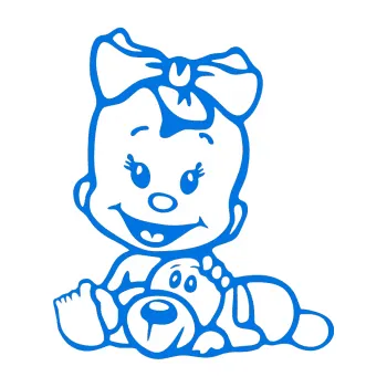 Samolepicí dekorace na vozidlo Dítě v autě 051 levá holčička s pejskem (11 - modrá oceán) SAMOLEPKA NA AUTO, NÁLEPKA, FÓLIE, POLEP, TUNING, VLASTNÍ TEXT, TISK, AUTOSAMOLEPKY.cz, POLEPY, OBRÁZEK, LOGO, 3D STICKERS