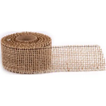 Stuha Jutová stuha 5 cm, 5 m, natur