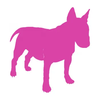 Polep vozidla SAMOLEPKA Pes 090 pravá Bulteriér (16 - růžová) NA AUTO, NÁLEPKA, FÓLIE, POLEP, TUNING, VLASTNÍ TEXT, TISK, AUTOSAMOLEPKY.cz, POLEPY, OBRÁZEK, LOGO, SAMOLEPKY