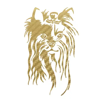 Polep vozidla SAMOLEPKA Pes 146 pravá Jorkšírský teriér (59 - 3D karbon zlatý) NA AUTO, NÁLEPKA, FÓLIE, POLEP, TUNING, VLASTNÍ TEXT, TISK, AUTOSAMOLEPKY.cz, POLEPY, OBRÁZEK, LOGO, SAMOLEPKY