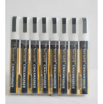 Sada Securit 8 středních křídových popisovačů, šířka hrotu 2-6 mm, bílý